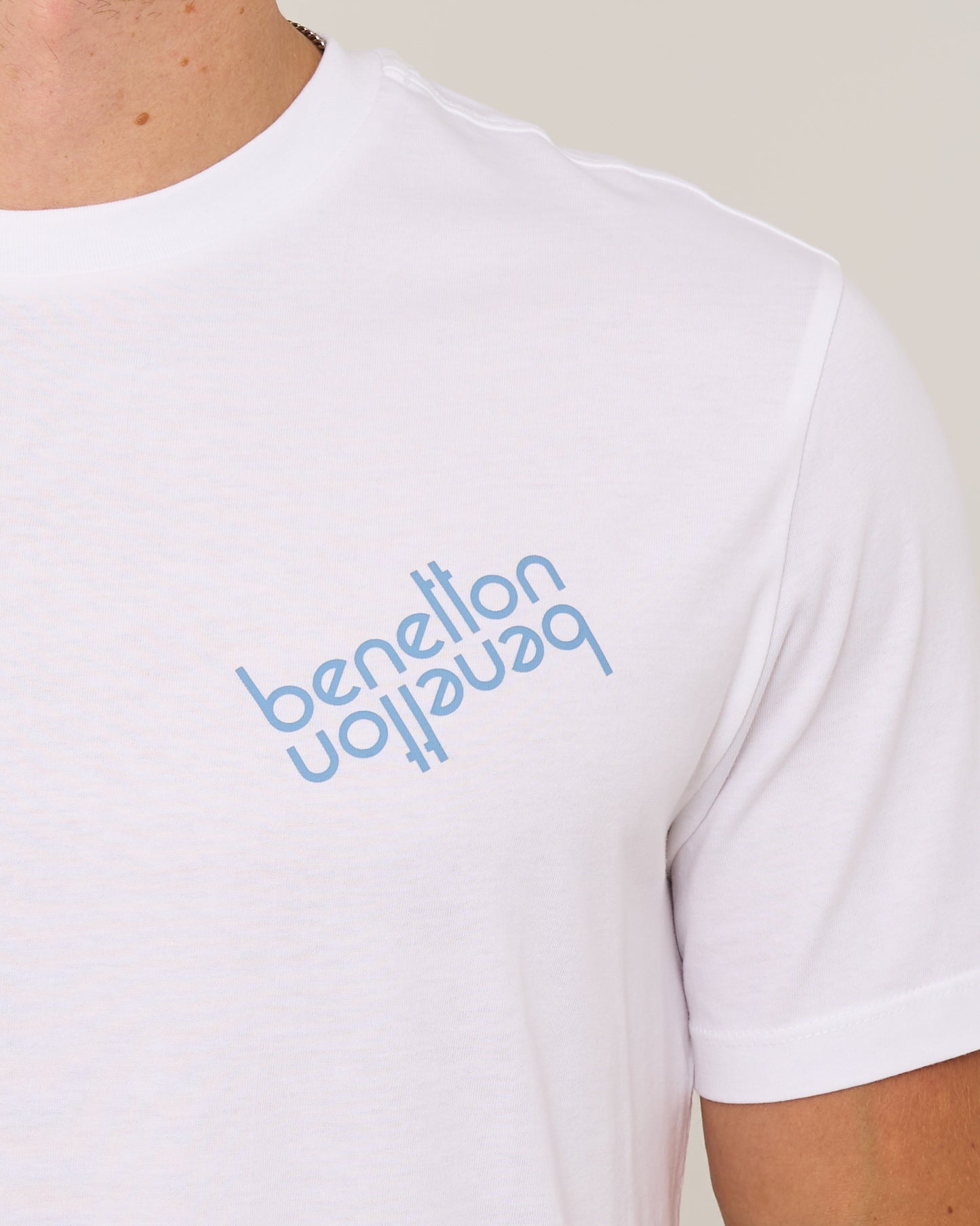 Benetton Mirror Logo T Shirt White
