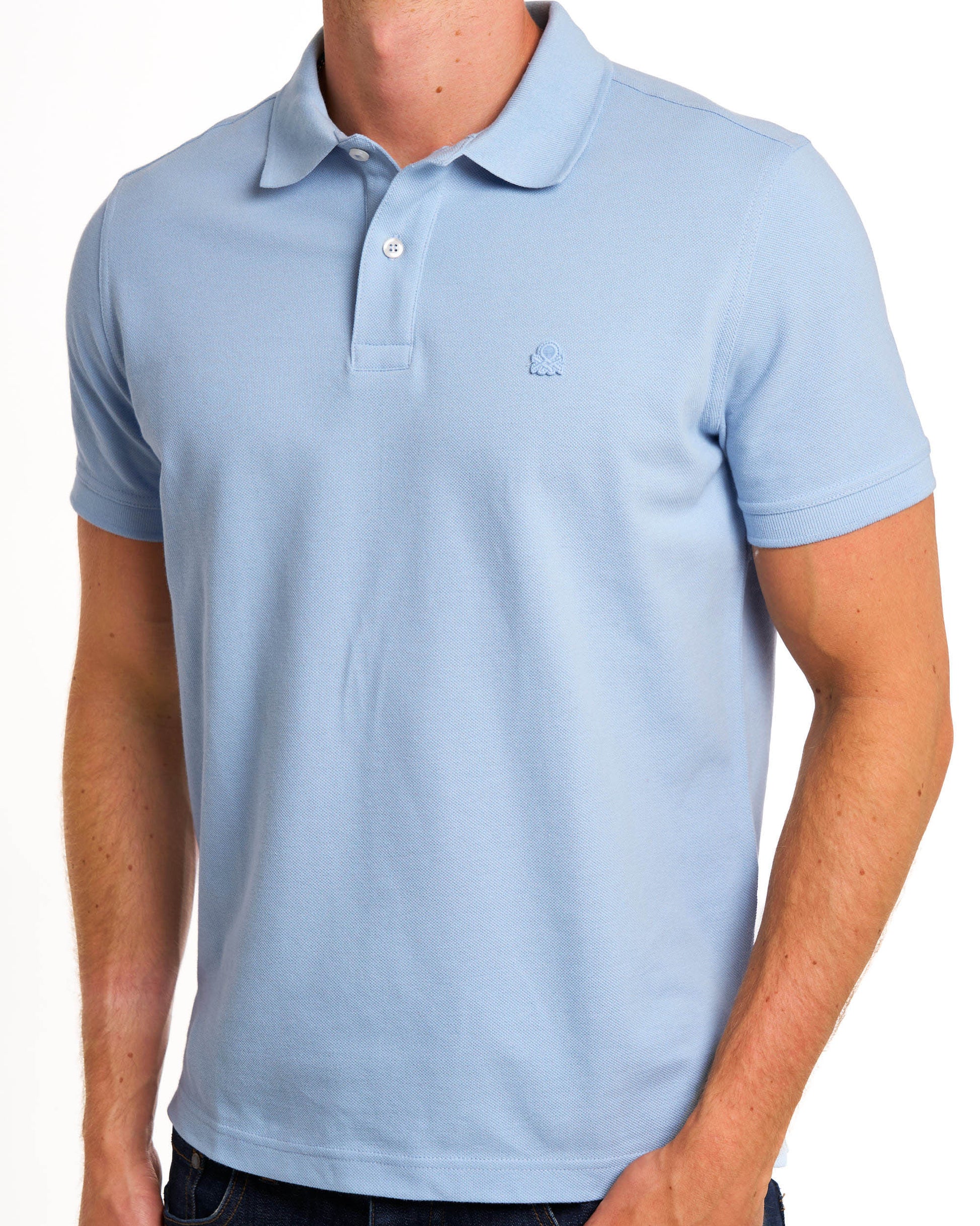 Benetton Polo Shirt Tonal Dusky Sky