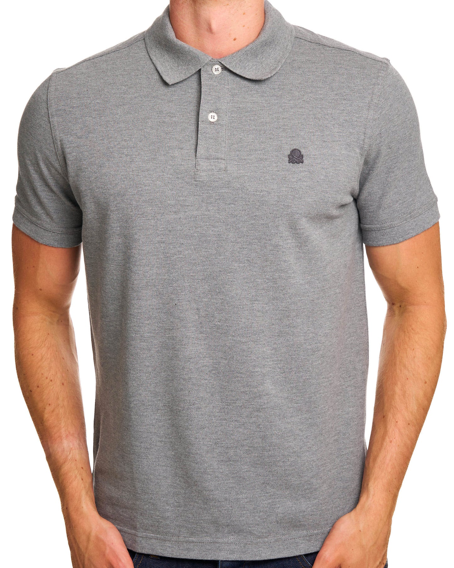 Benetton Polo Shirt Tonal Grey Marl