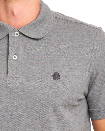 Benetton Polo Shirt Tonal Grey Marl