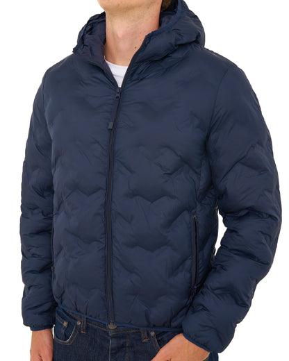 Benetton Quilted Hooded Jacket Navy