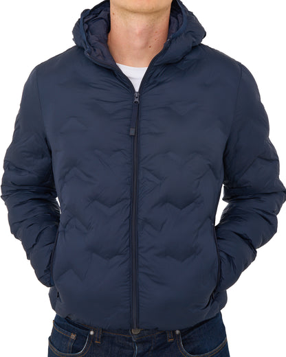 Benetton Quilted Hooded Jacket Navy