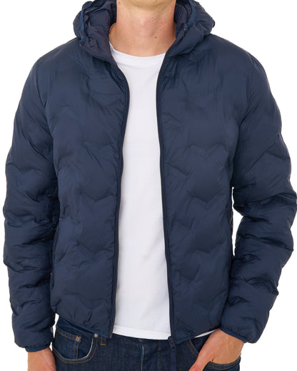Benetton Quilted Hooded Jacket Navy