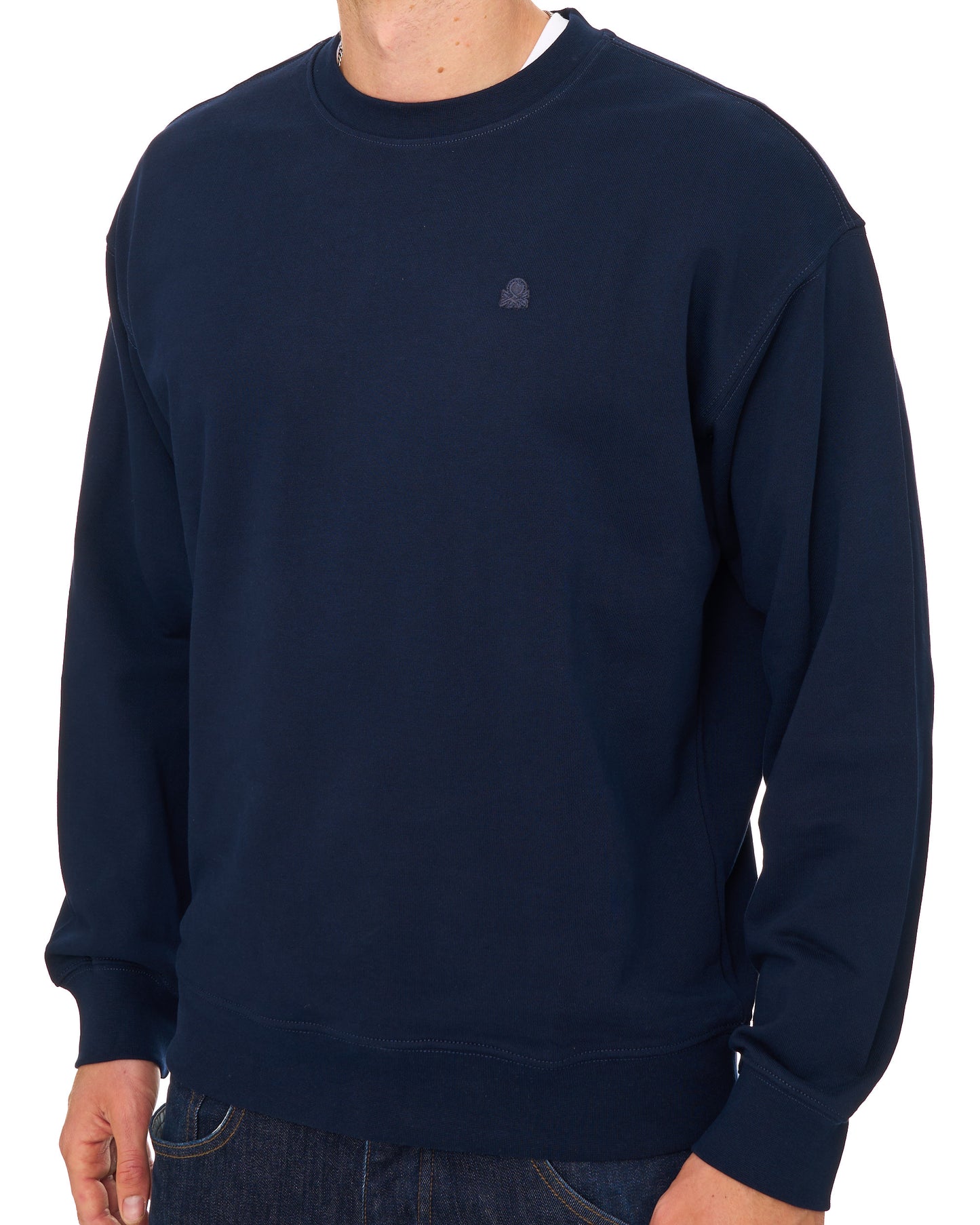 Benetton Relaxed Fit Sweatshirt Navy Tonal