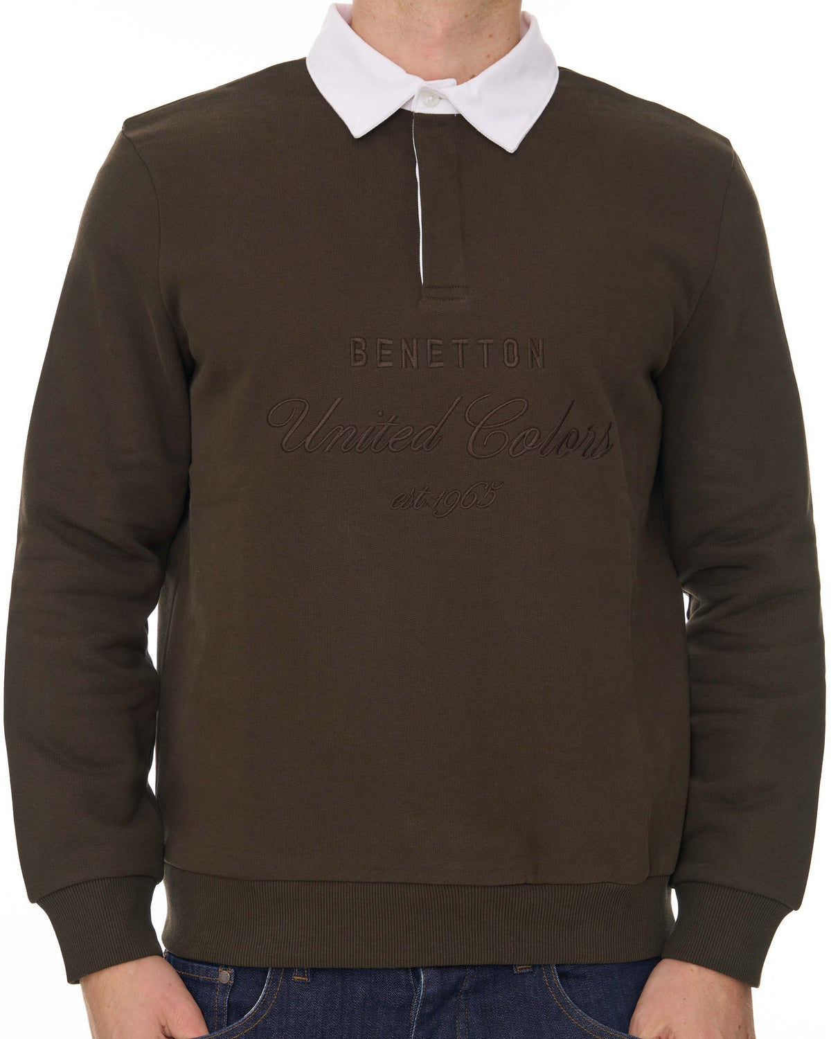 Benetton Rugby Sweatshirt Brown/White