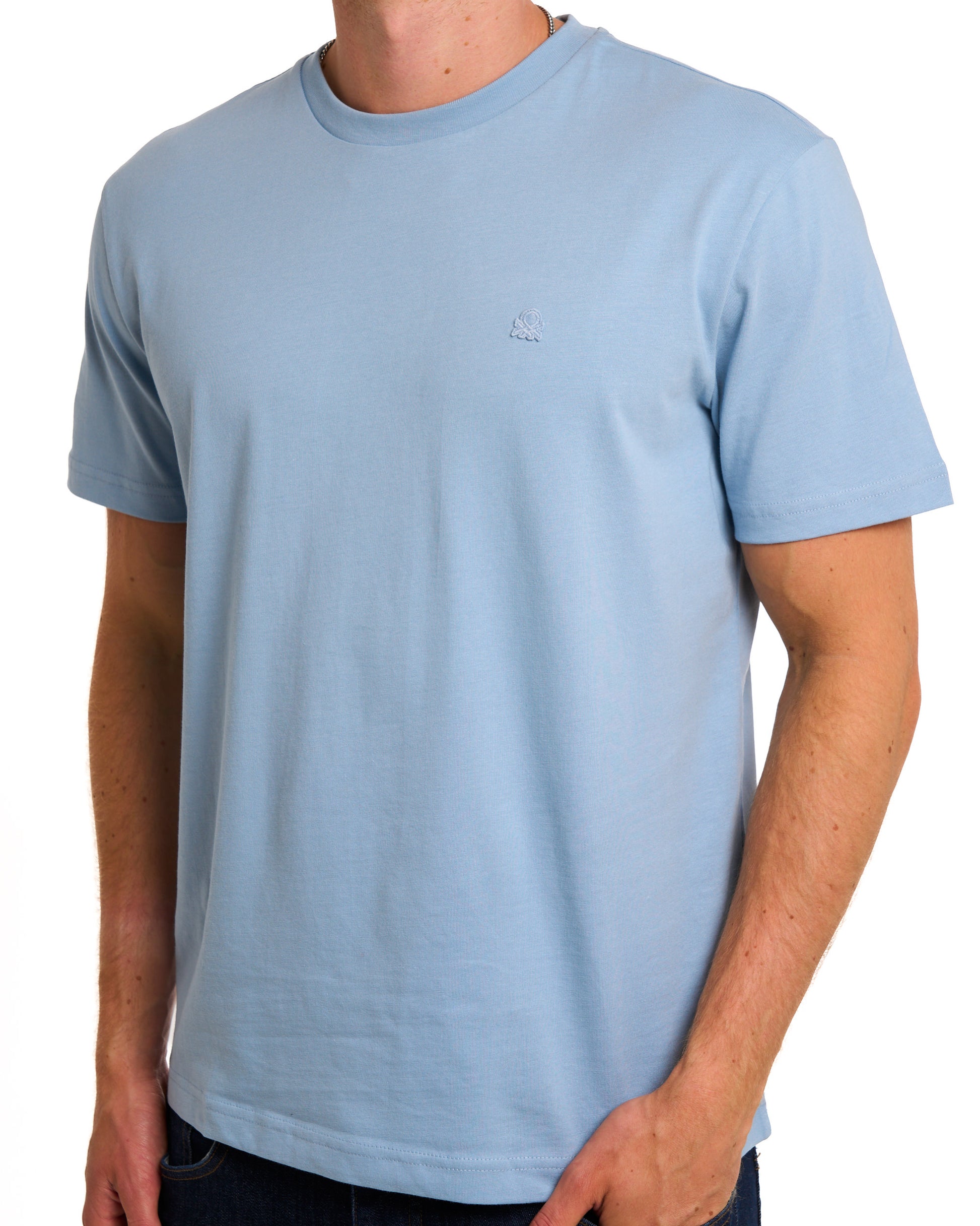 Benetton Small Logo T-shirt Tonal Dusty Sky
