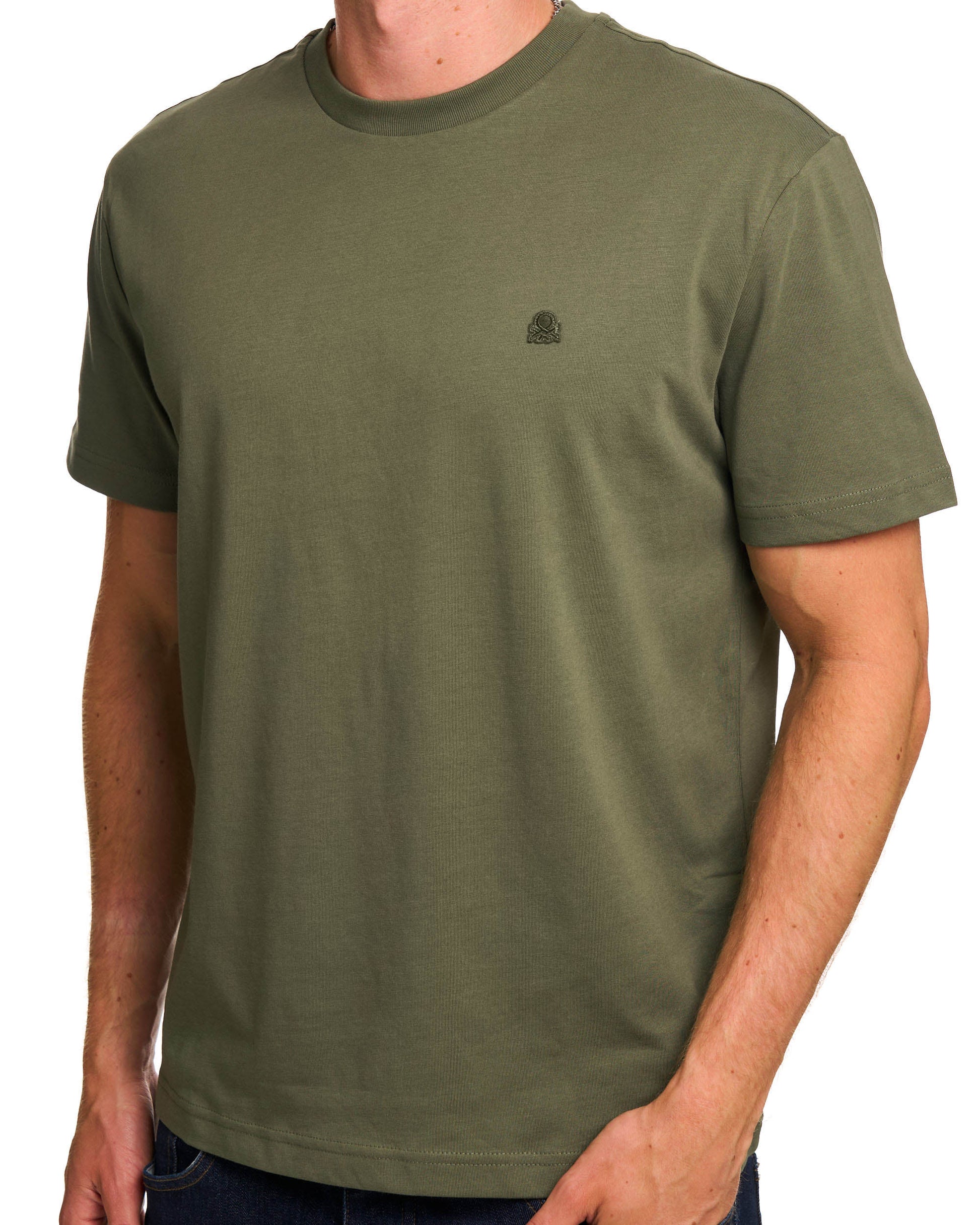 Benetton Small Logo T-shirt Tonal Khaki