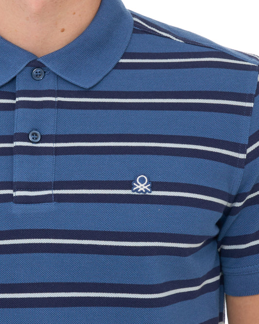 Benetton Benetton Striped Polo Shirt Blue/Navy