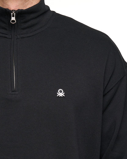 Benetton Quarter Zip Sweatshirt Black