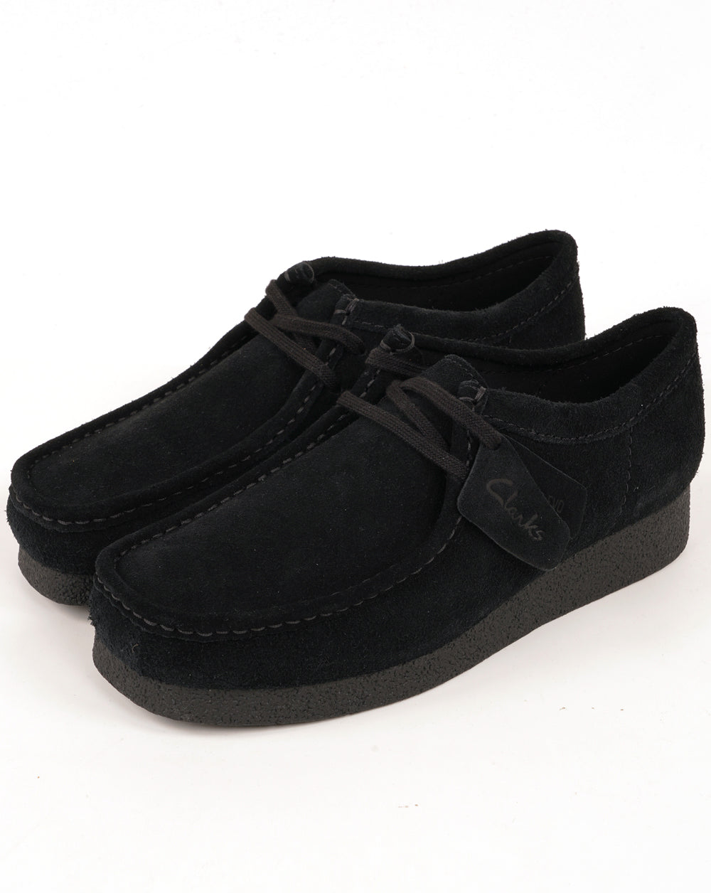 Clarks Wallabee Shoes Black Suede