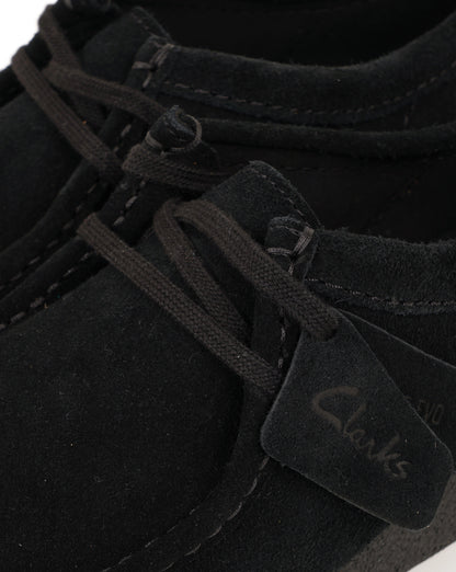 Clarks Wallabee Shoes Black Suede