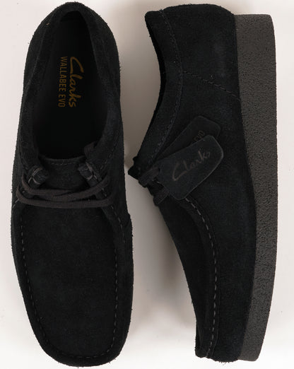 Clarks Wallabee Shoes Black Suede