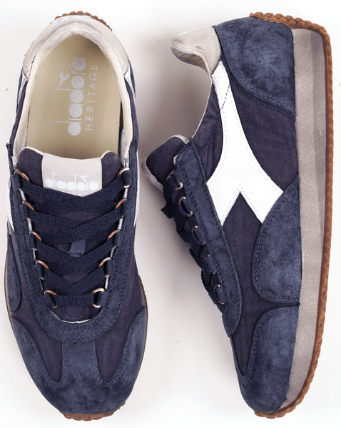 Diadora Equipe Canvas Stone Wash EVO Trainers Blue Denim