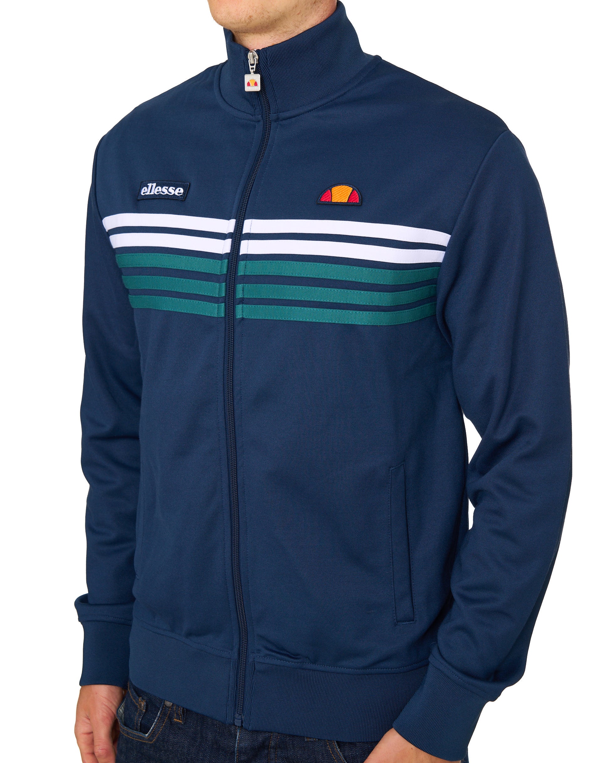 Ellesse 5 Stripe Track Top Navy/Teal