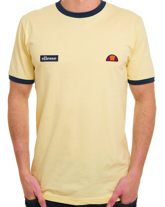 Ellesse Retro T Shirt Light Yellow/Navy