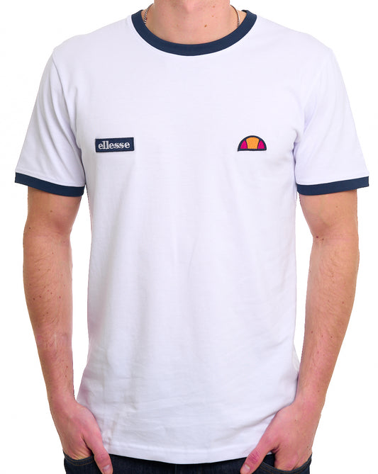 Ellesse Retro T Shirt White / Navy