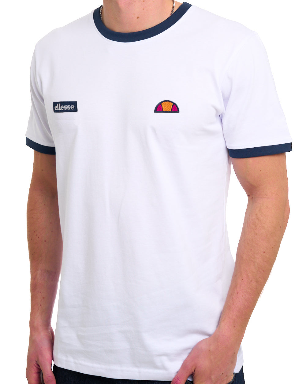Ellesse Retro T Shirt White / Navy