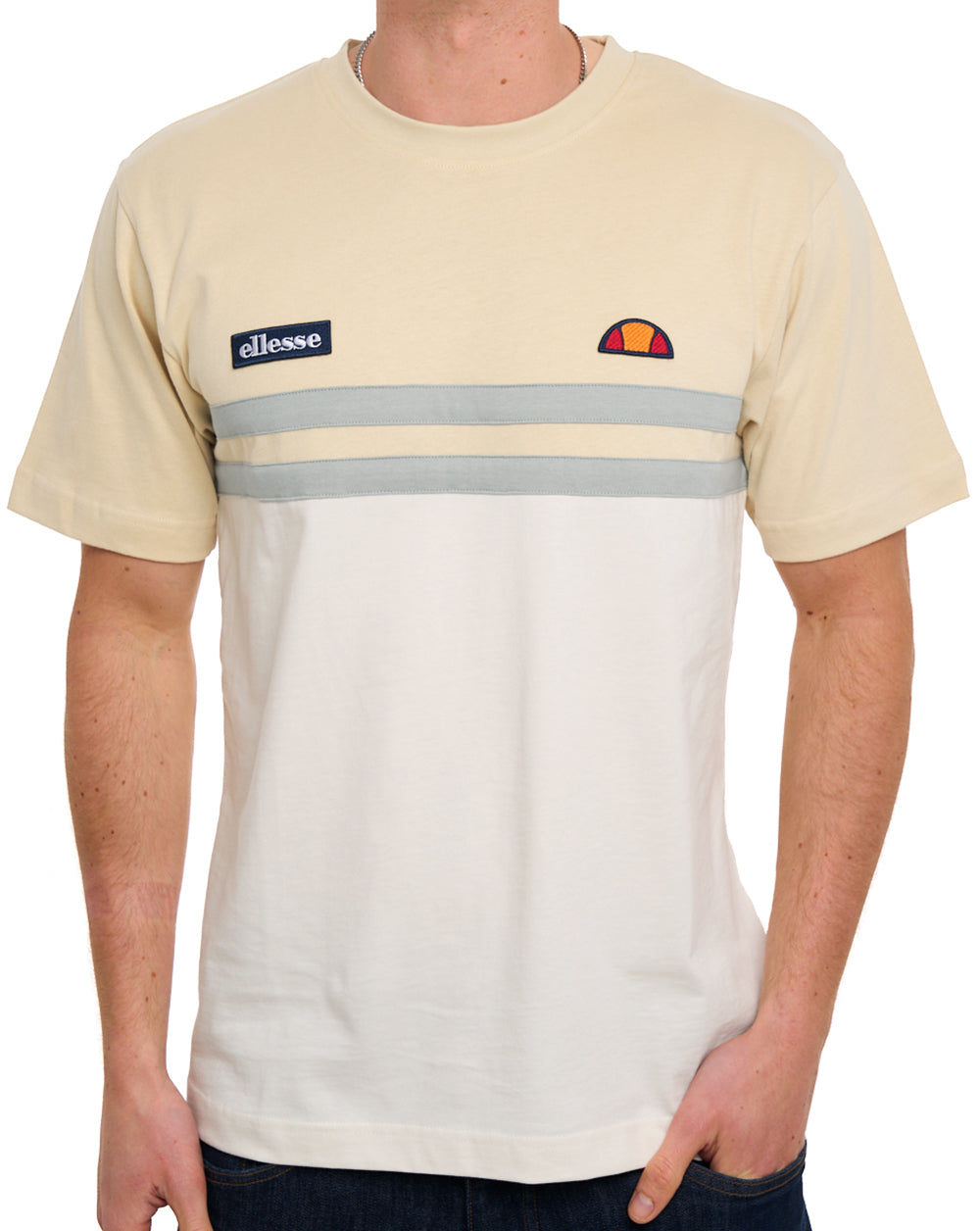 Ellesse Duo Stripe T Shirt Off White/Stone