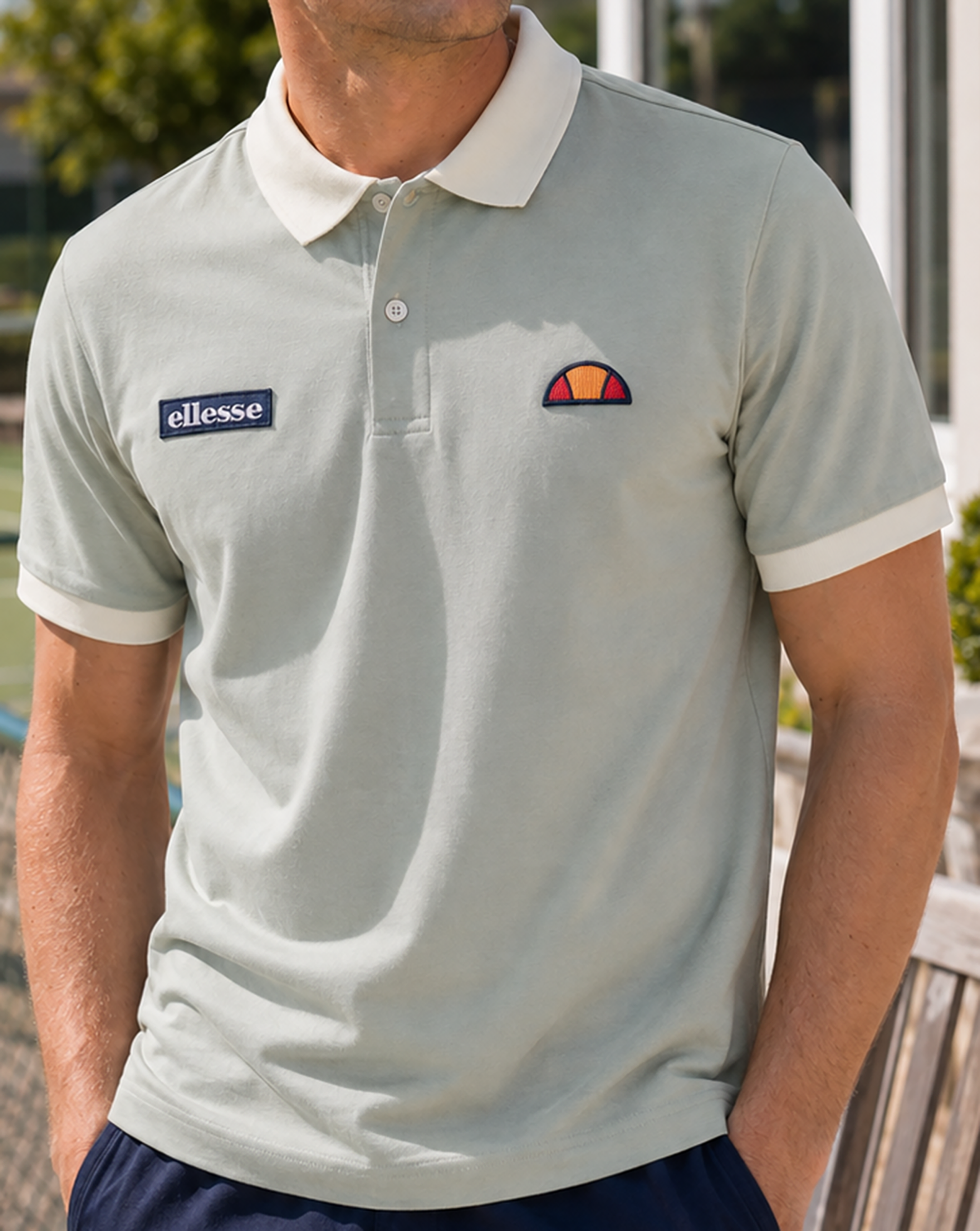 Ellesse Lessepsia Polo Shirt Sage/Off White