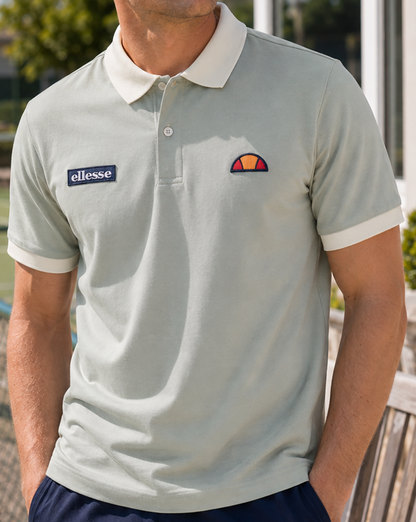 Ellesse Lessepsia Polo Shirt Sage/Off White