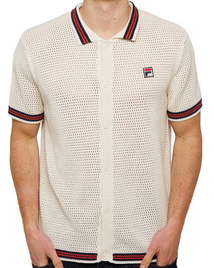 Fila Vintage Full Button Crochet Shirt Gardenia