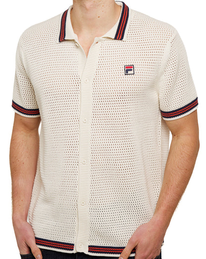 Fila Vintage Full Button Crochet Shirt Gardenia