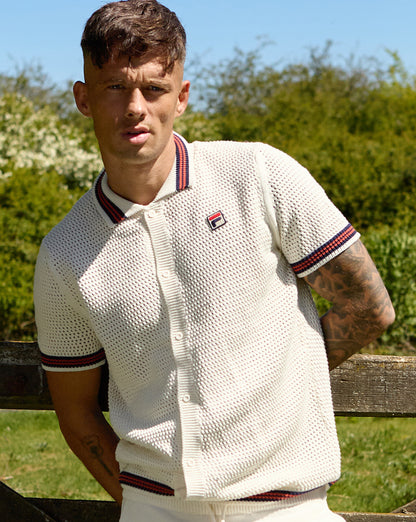 Fila Vintage Full Button Crochet Shirt Gardenia