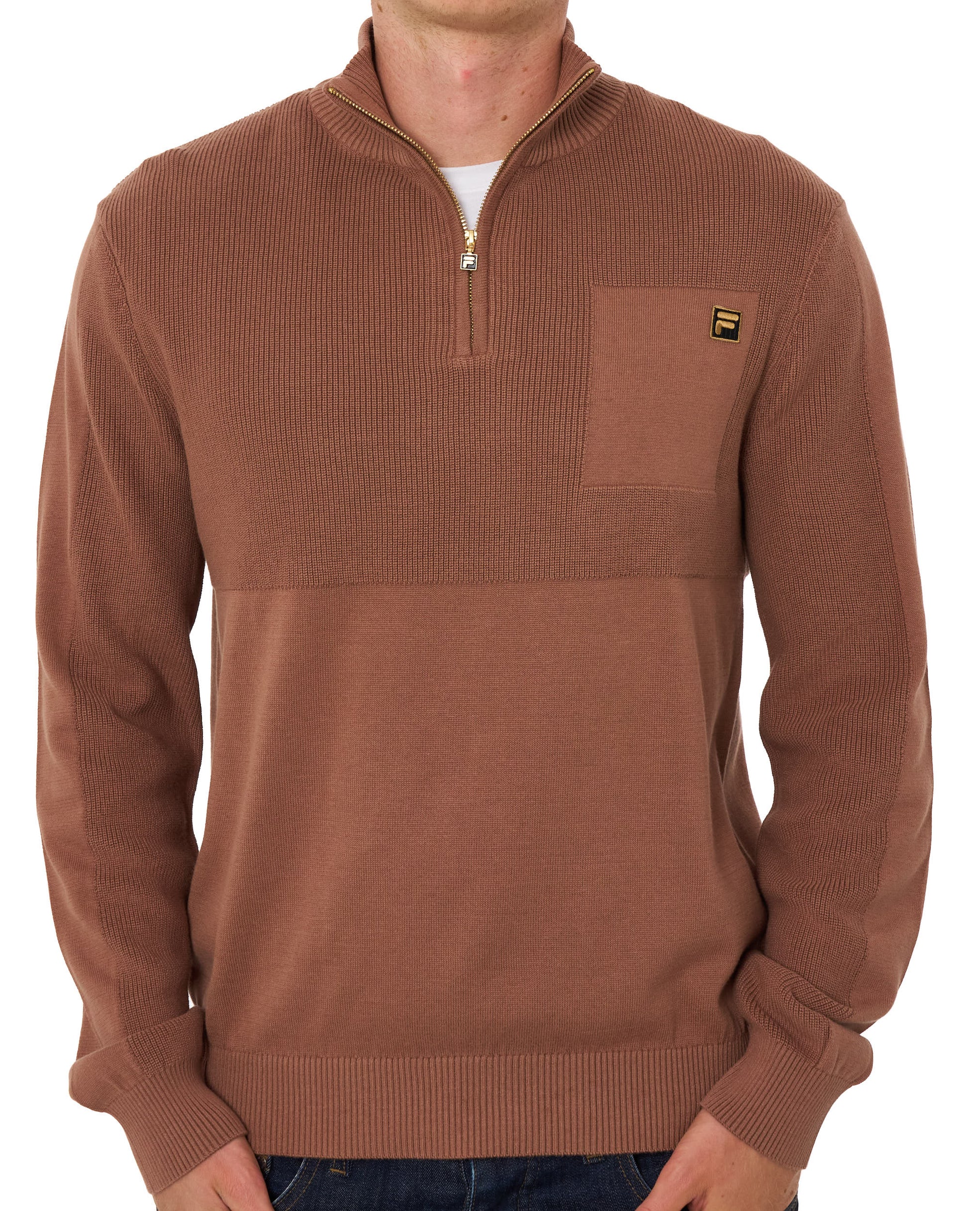 Fila Gold Aldo 1/4 Zip Sweat Raw Umber