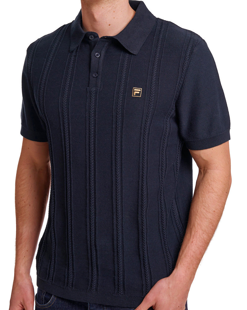 Fila Gold Barns Cable Knit Polo Black
