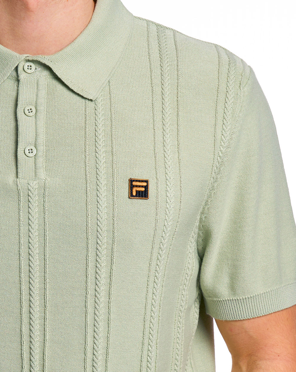 Fila Gold Barns Cable Knit Polo Light Green