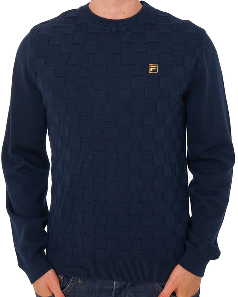 Fila Gold Cam Square Knit Jumper Dark Blue