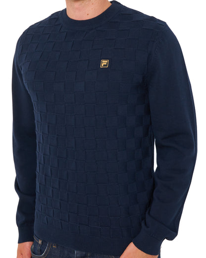 Fila Gold Cam Square Knit Jumper Dark Blue
