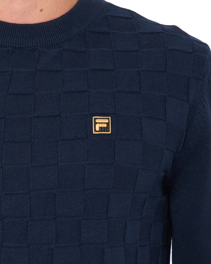 Fila Gold Cam Square Knit Jumper Dark Blue