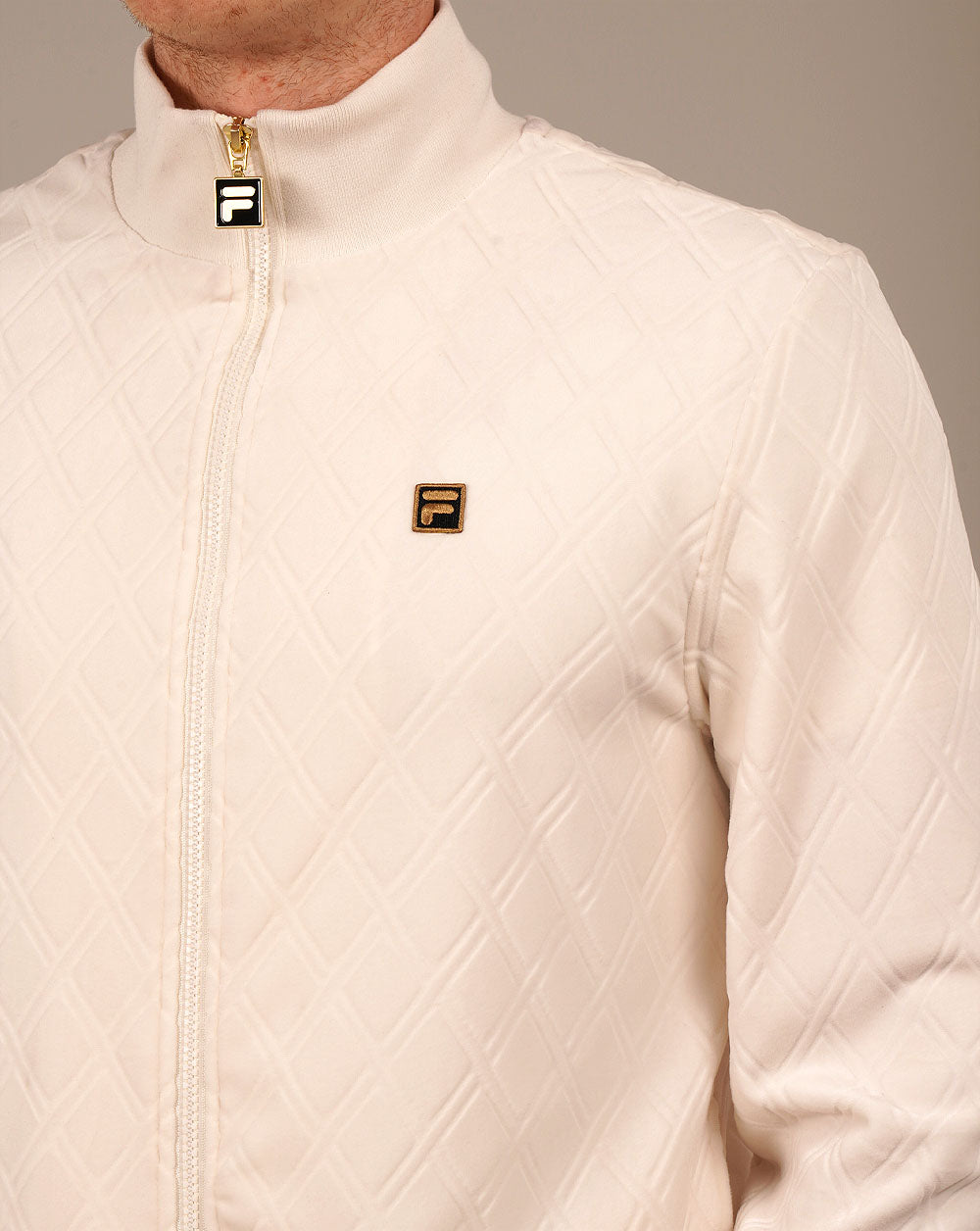 Fila Gold Diamond Velour Track Jacket Off White