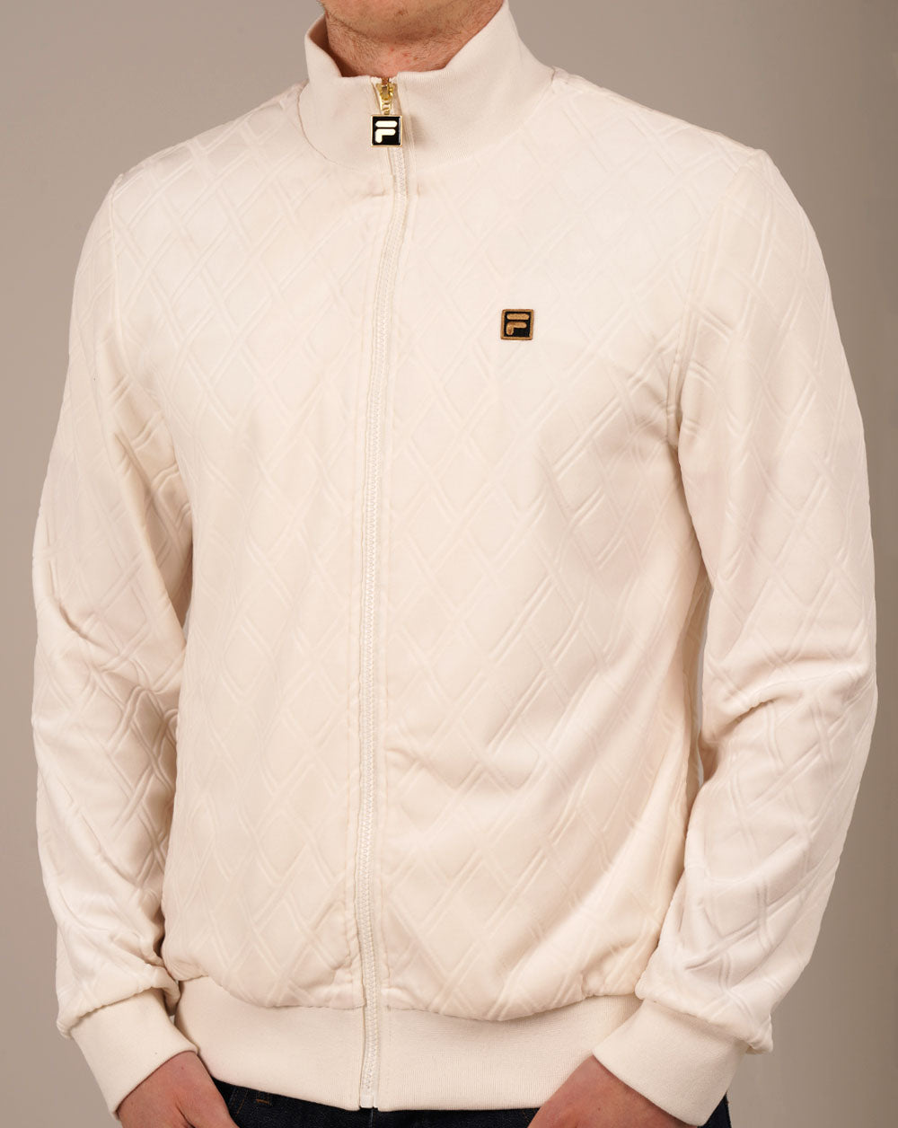 Fila Gold Diamond Velour Track Jacket Off White