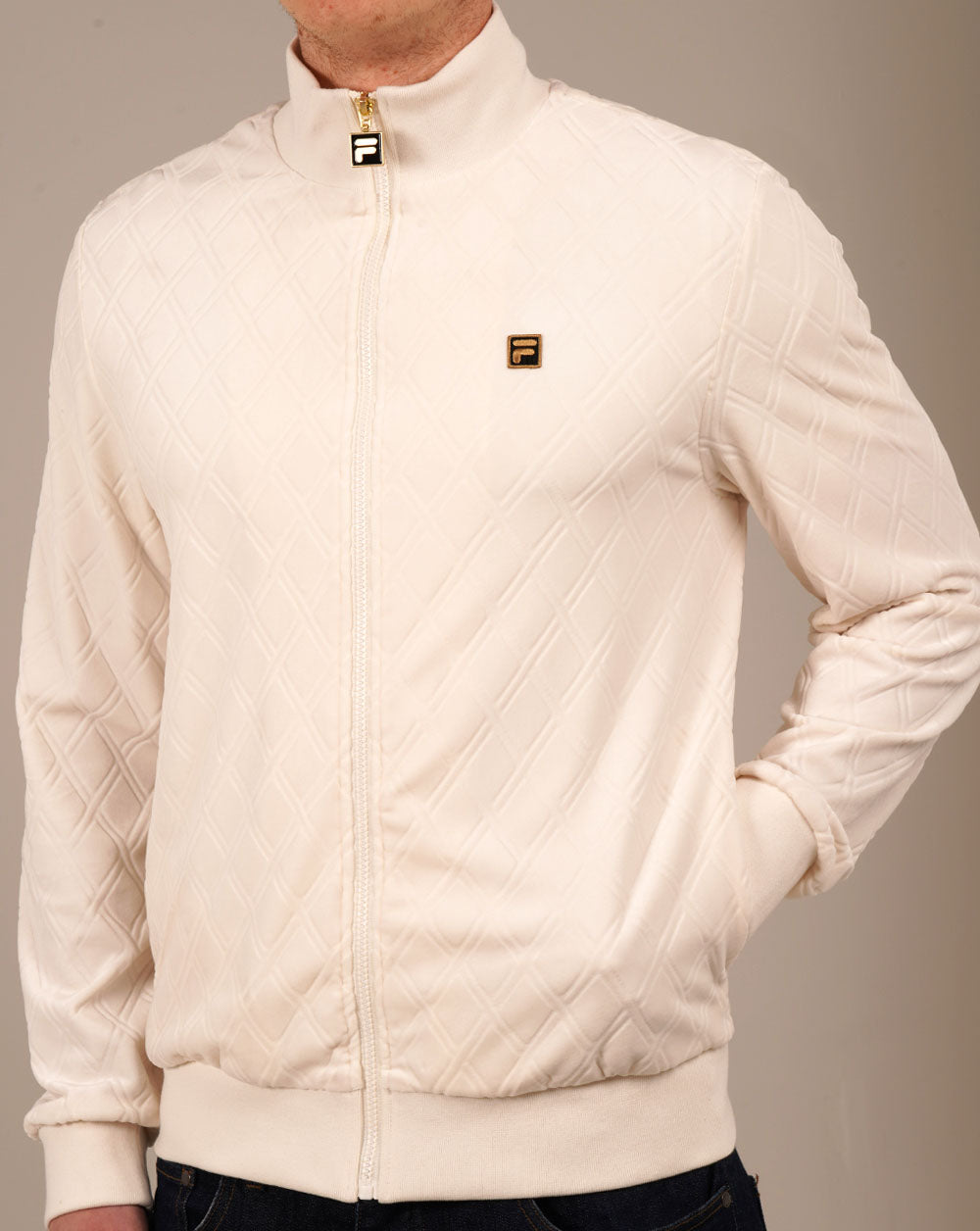 Fila Gold Diamond Velour Track Jacket Off White