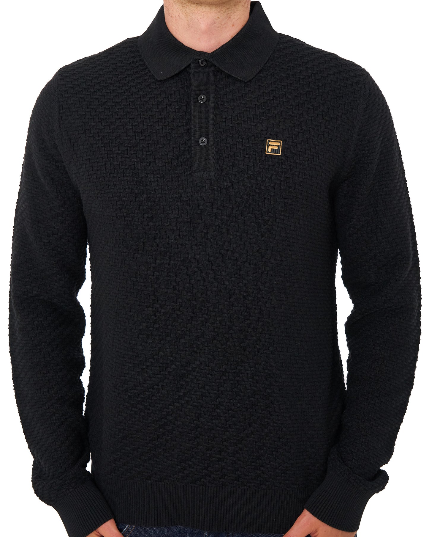 Fila Gold Elia Brick Knit LS Polo Black