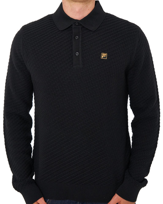Fila Gold Fila Gold Elia Brick Knit LS Polo Black