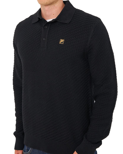 Fila Gold Elia Brick Knit LS Polo Black