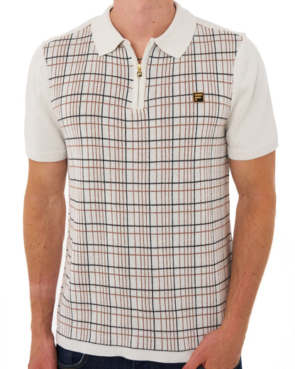 Fila Gold Enzo Check Knit Polo White Down