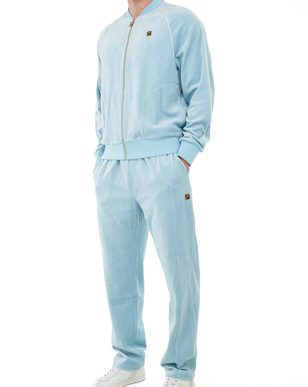 Fila Gold Fella Velour Track Pants Sterling Blue