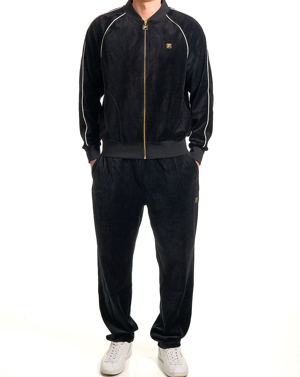 Fila Gold Fella Velour Track Jacket Black