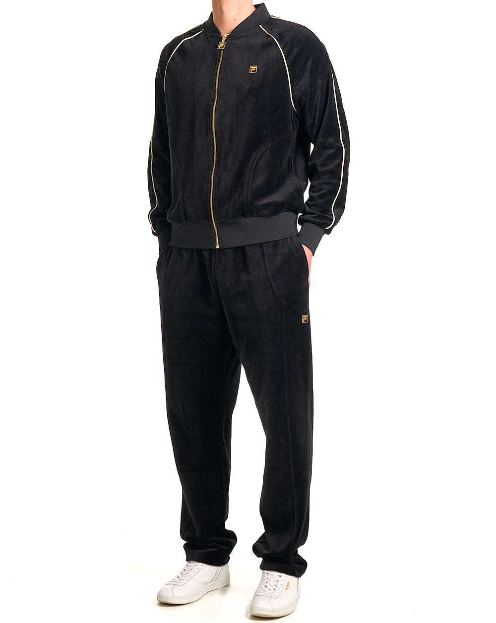 Fila Gold Fella Velour Track Jacket Black
