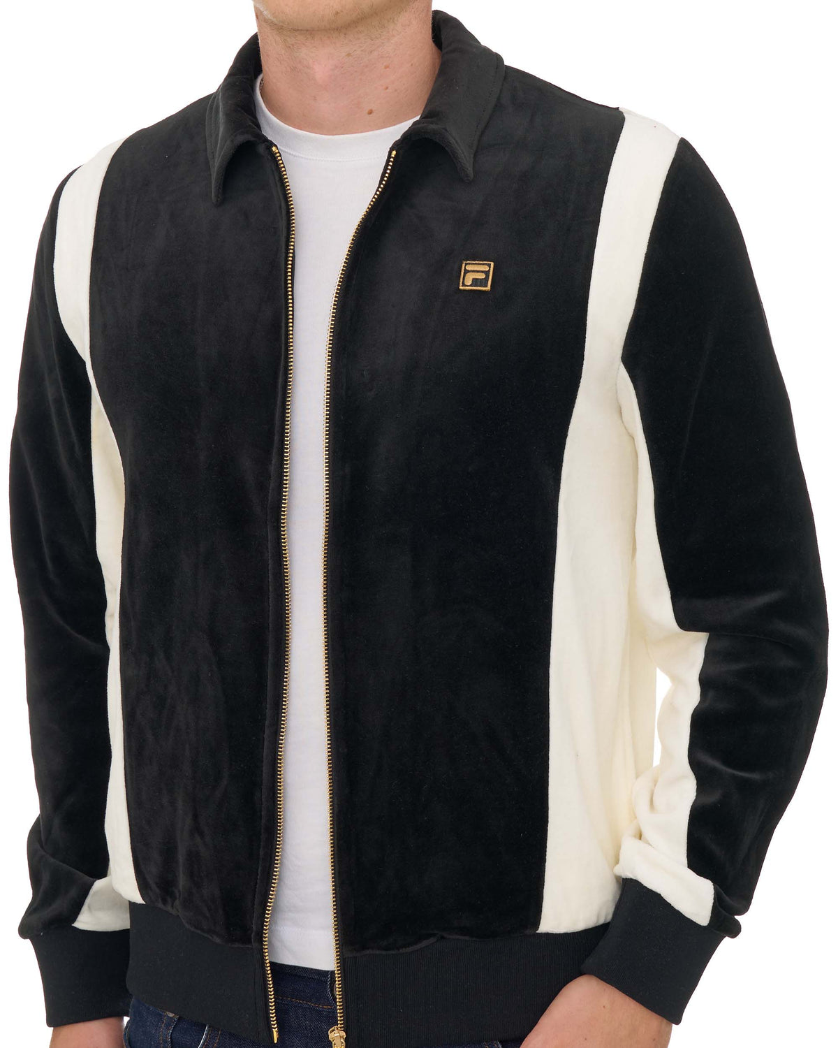Fila Gold Lazaro Velour Track Top Black/White Down
