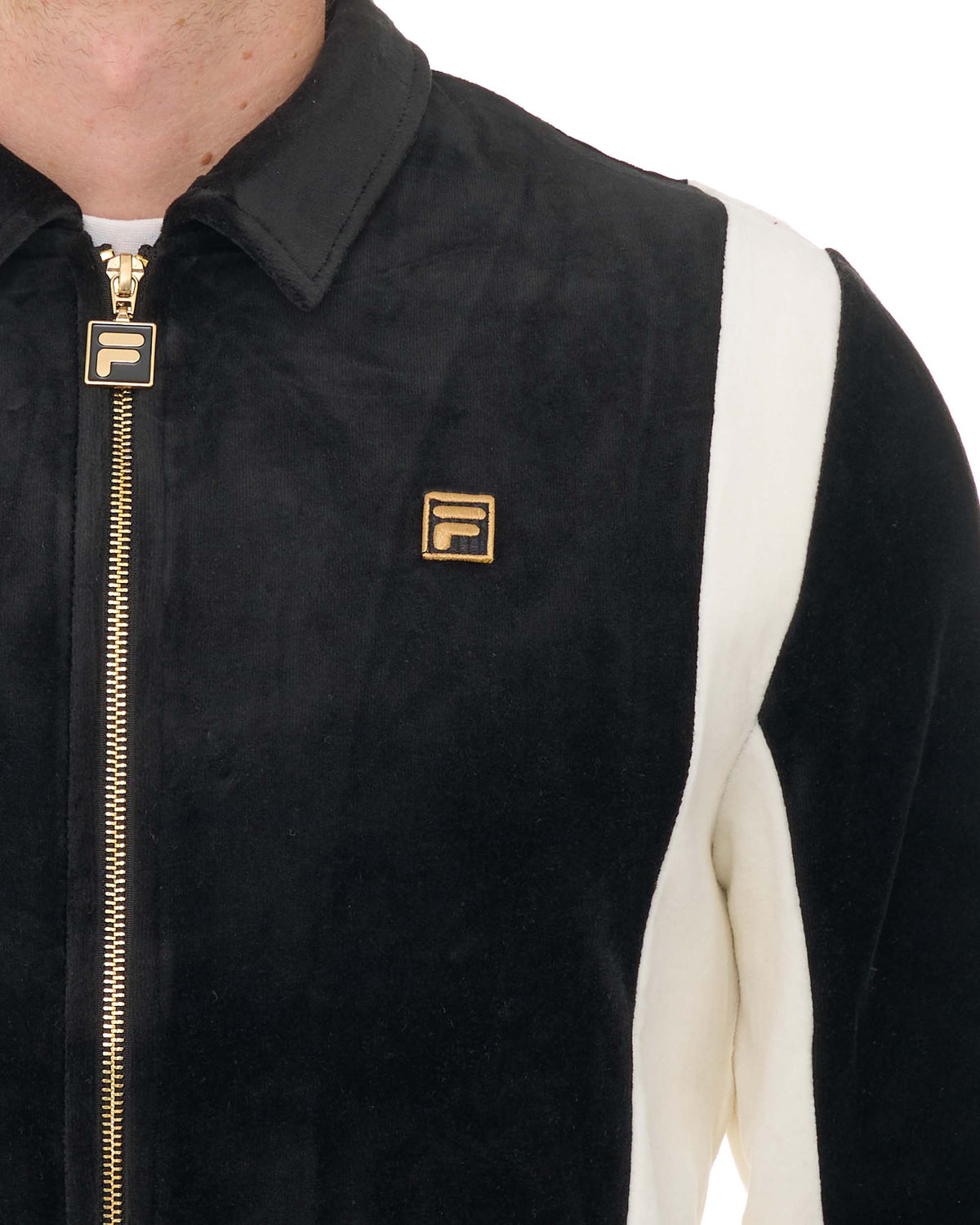 Fila Gold Lazaro Velour Track Top Black/White Down