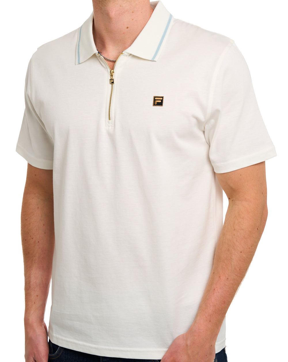 Fila Gold Lemar Zip Polo Off White