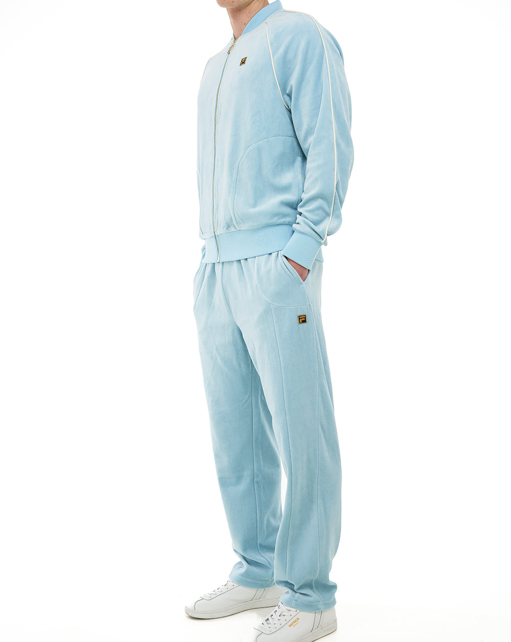 Fila Gold Fella Velour Track Pants Sterling Blue