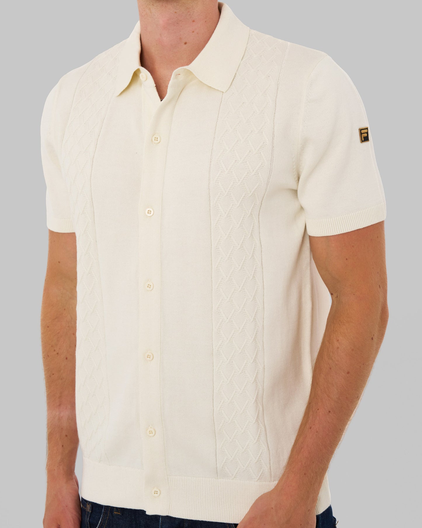 Fila Gold Mario Diamond Knit Polo Off White