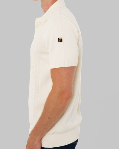 Fila Gold Mario Diamond Knit Polo Off White