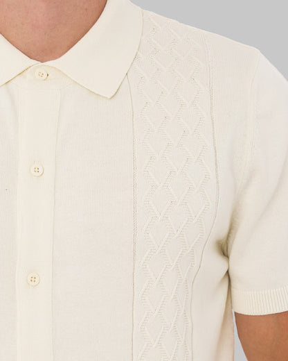 Fila Gold Mario Diamond Knit Polo Off White